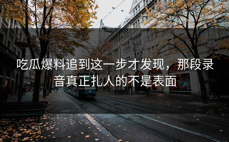吃瓜爆料追到这一步才发现，那段录音真正扎人的不是表面
